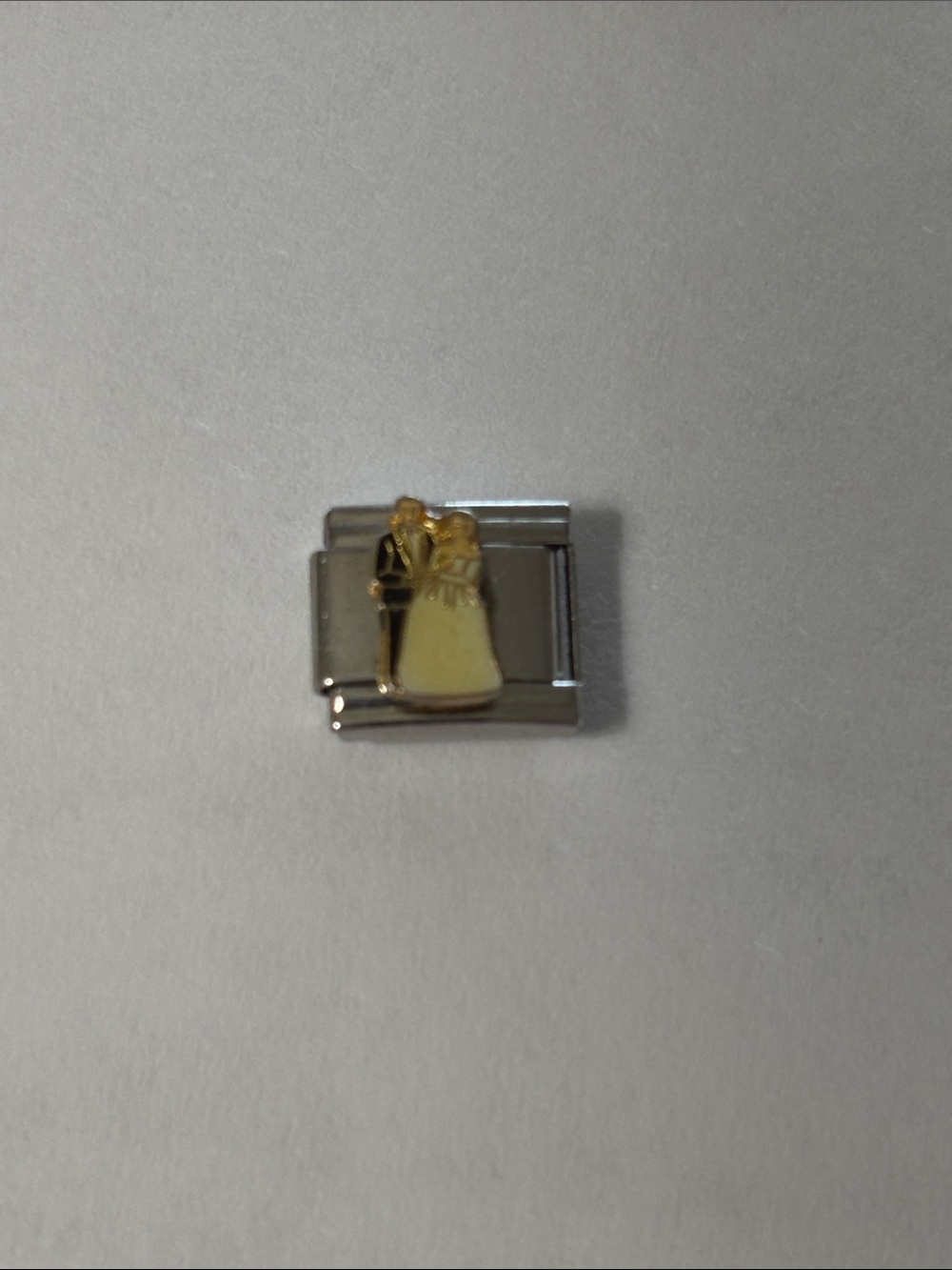 Italian Charm Link with Gold-Tone Bride and Groom Accent
